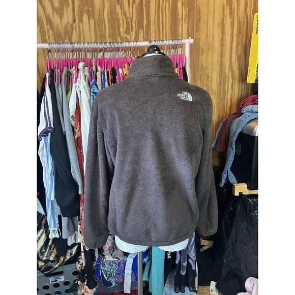 The North Face Chocolate Brown Fleece Women's Sz M Full Zip Pockets Logo Jacket - Picture 9 of 13